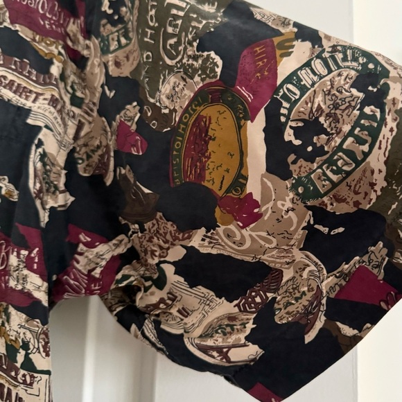 SUMMA (100% Silk)Men’s Vtg Italy Patterned Button Down Short Sleeve Shirt-Size M - Picture 6 of 10